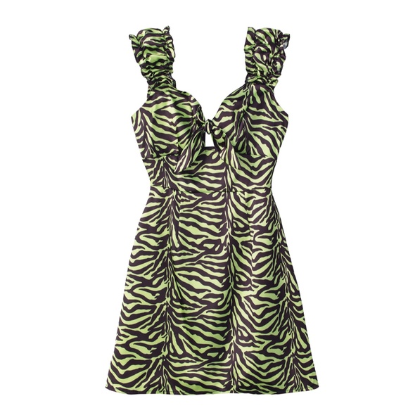 Green & black animal print mini dress made in UK NWT - Picture 3 of 11